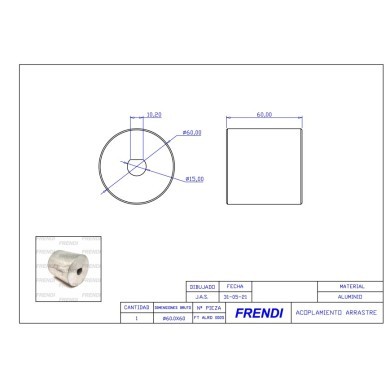 ACOPLAMIENTO ARRASTRE D060xd015xL60 FT