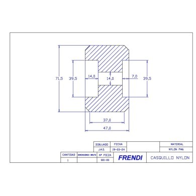 RODILLO D070.0Xd14.0XL47.0 NYLON TF