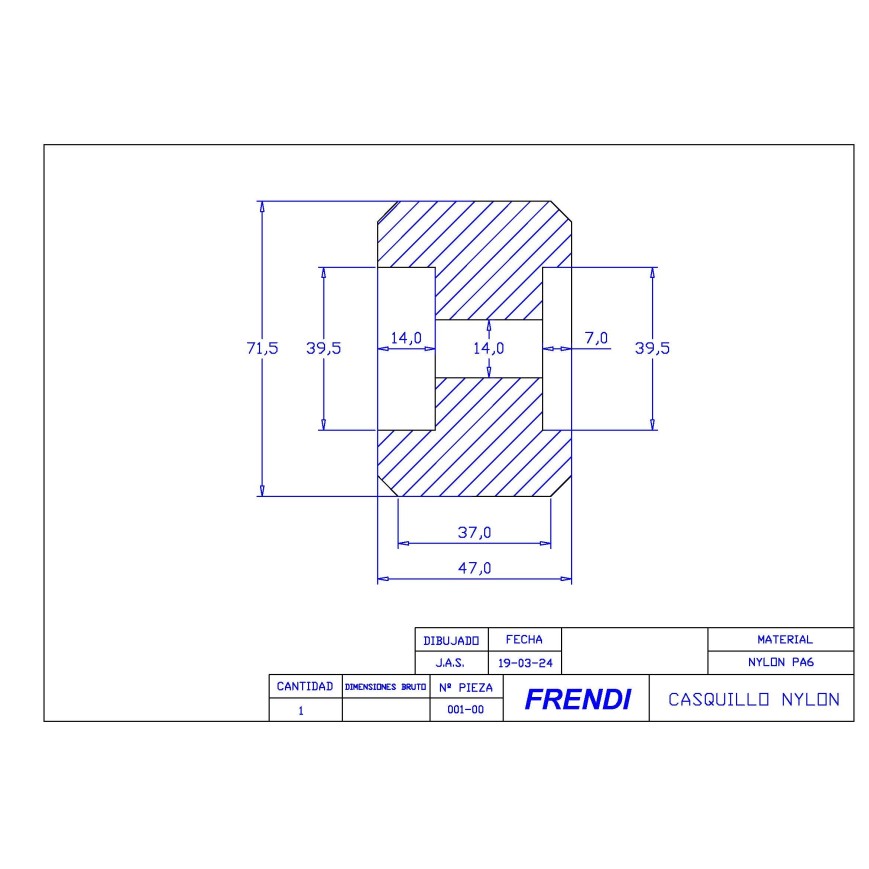 RODILLO D070.0Xd14.0XL47.0 NYLON TF