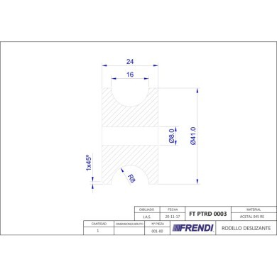 RODILLO DESLIZAMIENTO D041xD008x024xR08.0 ACT
