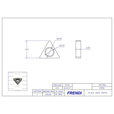 PLACA BASE PORTA MT-16 d6.0XD6.5XE3.25 SFT
