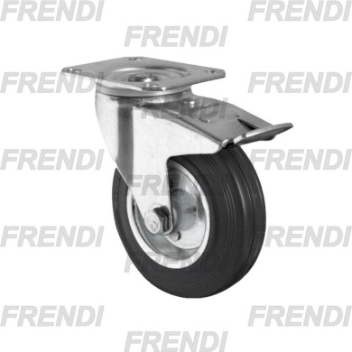 RUEDA GOMA GIRATORIA 125X35 C/FRENO
